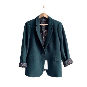 Zara Women's Green Galaxy Lining One Button Single Breasted Blazer Size XXL NWT